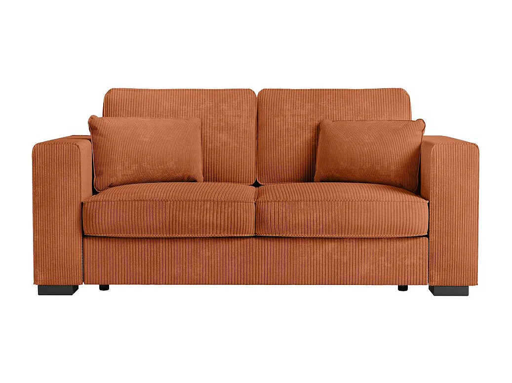 Canapé droit fixe 2 places Belami en velours côtelé - Terracotta - L181 x P93 x H86cm - Loungitude