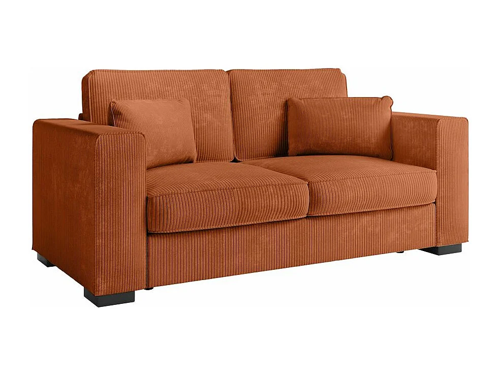 Canapé droit fixe 2 places Belami en velours côtelé - Terracotta - L181 x P93 x H86cm - Loungitude