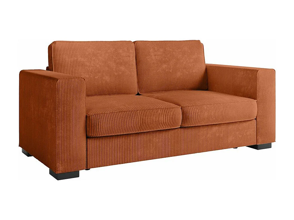 Canapé droit fixe 2 places Belami en velours côtelé - Terracotta - L181 x P93 x H86cm - Loungitude
