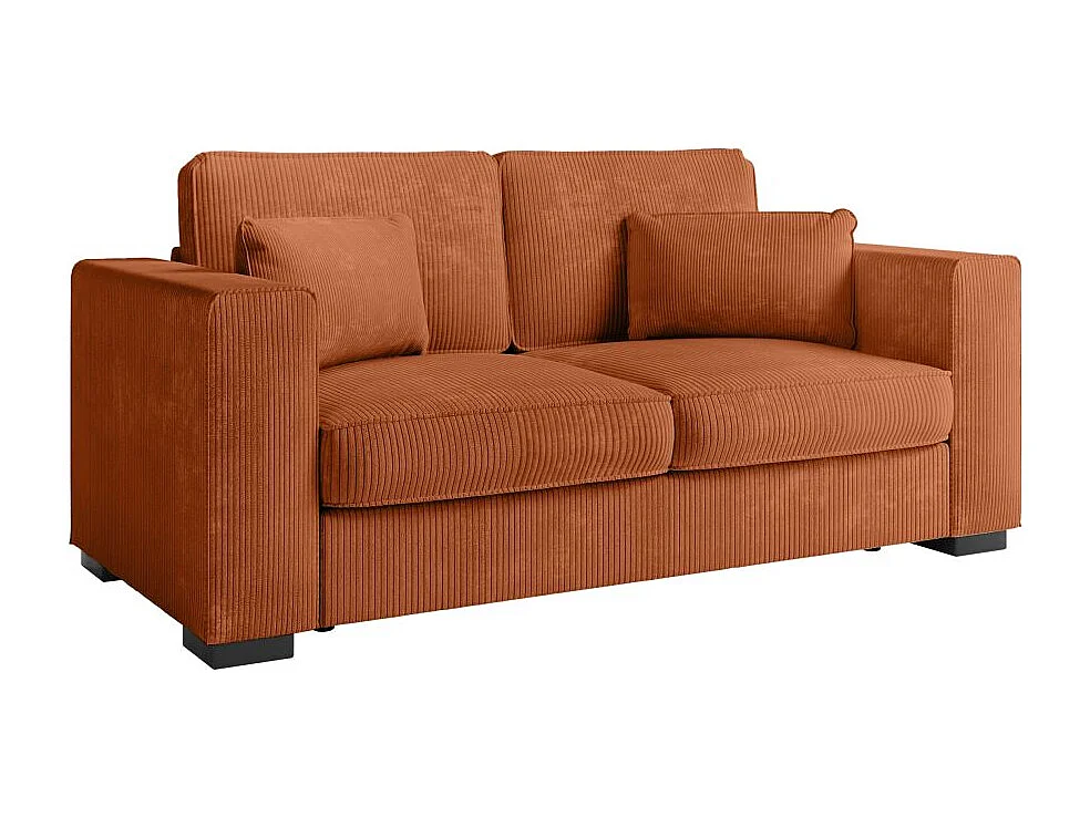 Canapé droit fixe 2 places Belami en velours côtelé - Terracotta - L181 x P93 x H86cm - Loungitude