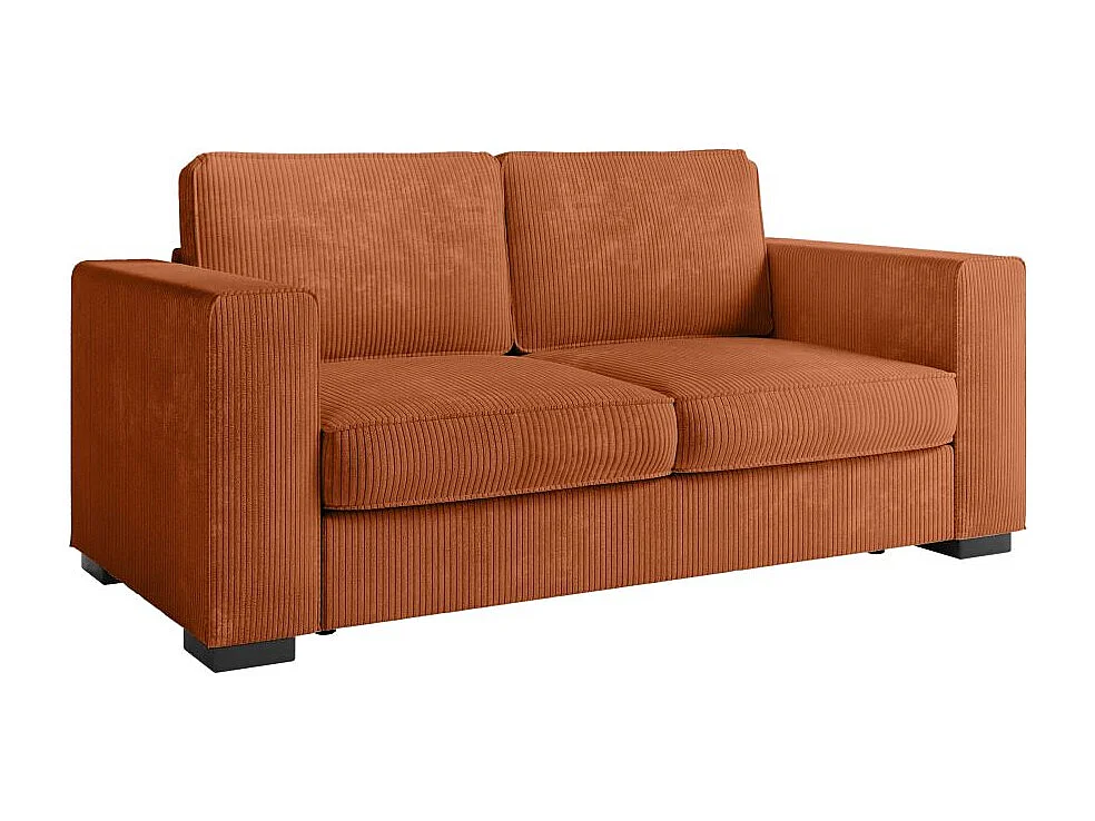 Canapé droit fixe 2 places Belami en velours côtelé - Terracotta - L181 x P93 x H86cm - Loungitude