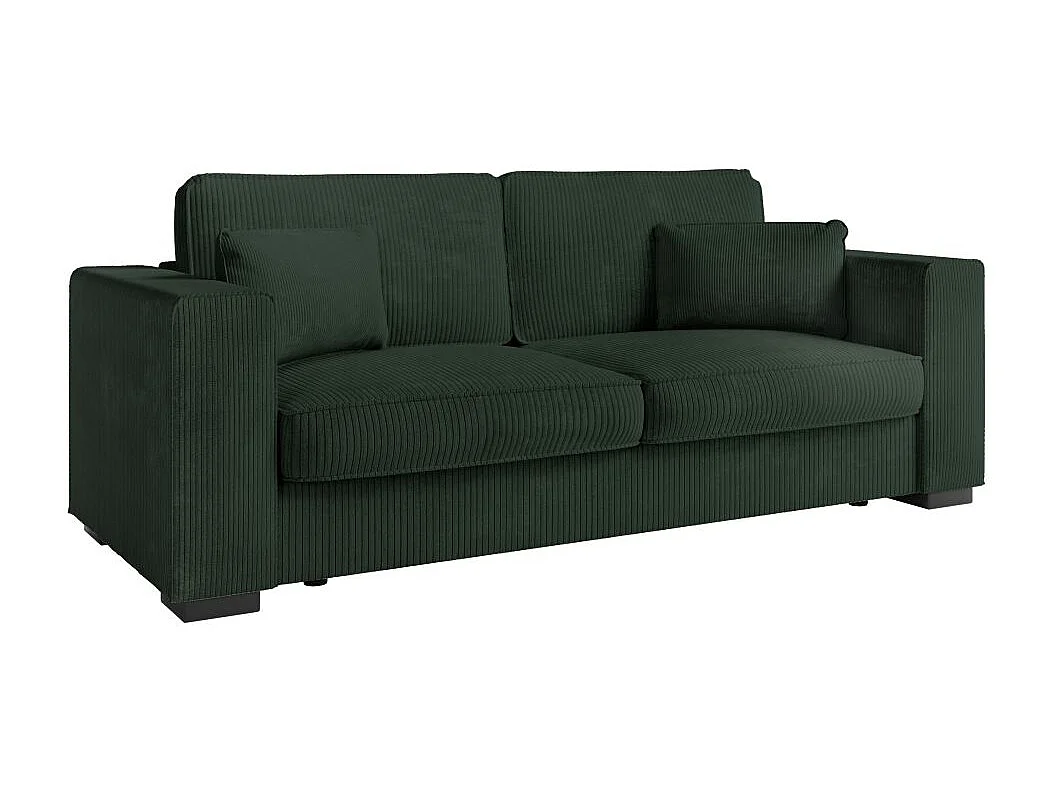 Canapé droit fixe 3 places Belami en velours côtelé - Vert foncé - L231 x P93 x H86cm - Loungitude
