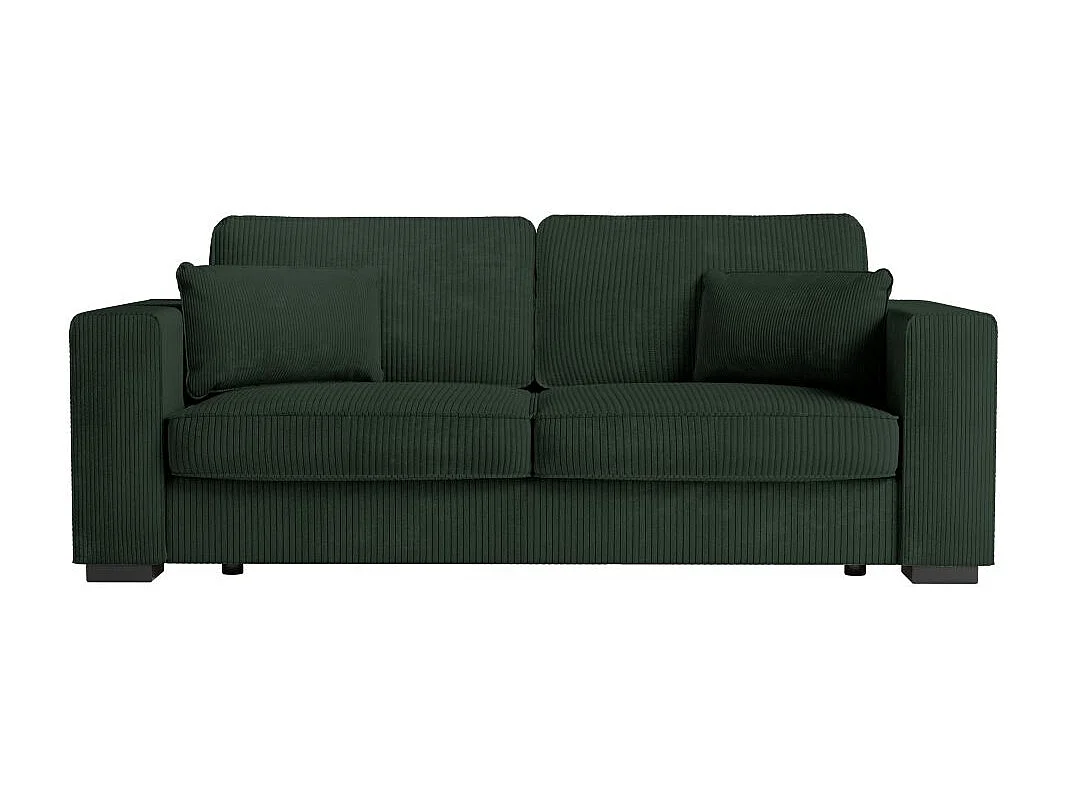 Canapé droit fixe 3 places Belami en velours côtelé - Vert foncé - L231 x P93 x H86cm - Loungitude