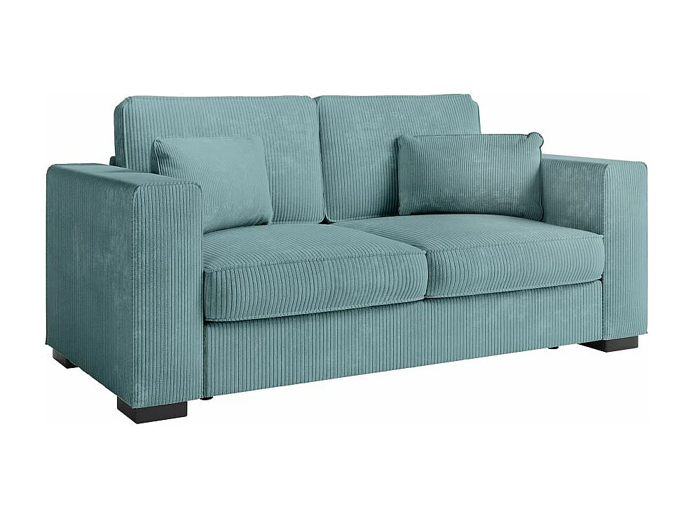Canapé droit fixe 2 places Belami en velours côtelé - Bleu clair - L181 x P93 x H86cm - Loungitude