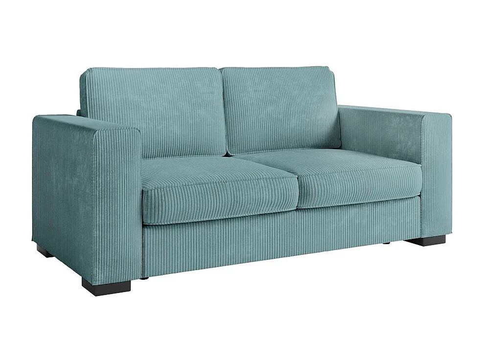 Canapé droit fixe 2 places Belami en velours côtelé - Bleu clair - L181 x P93 x H86cm - Loungitude