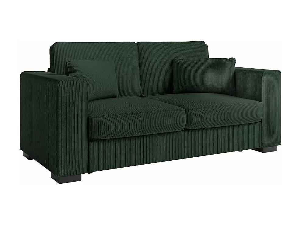 Canapé droit fixe 2 places Belami en velours côtelé - Vert foncé - L181 x P93 x H86cm - Loungitude