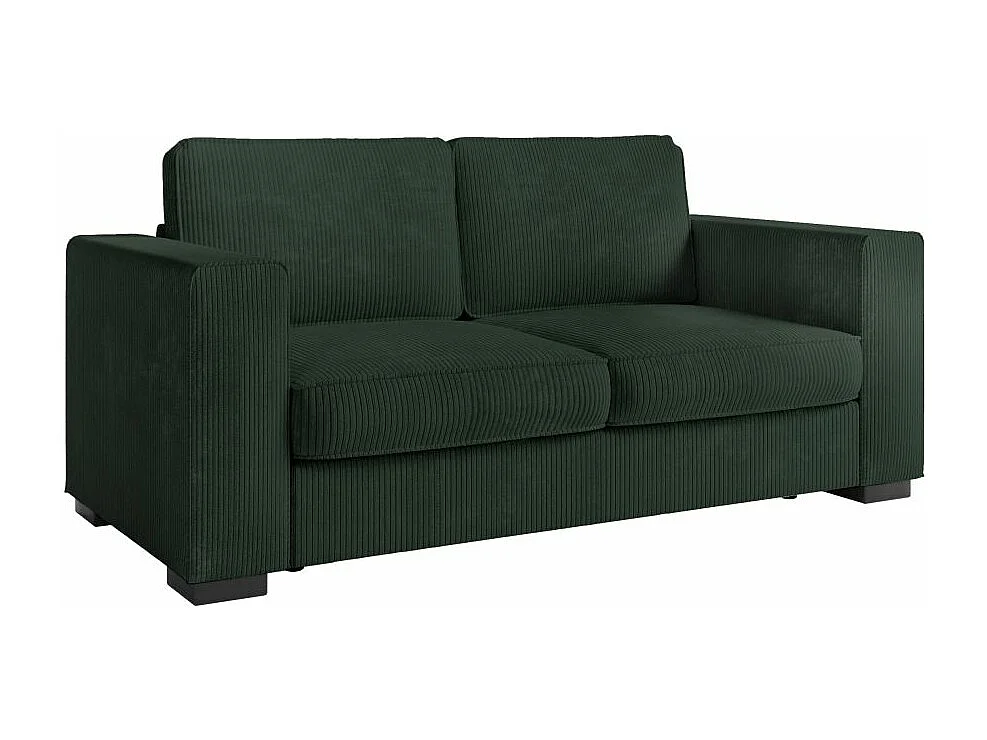 Canapé droit fixe 2 places Belami en velours côtelé - Vert foncé - L181 x P93 x H86cm - Loungitude