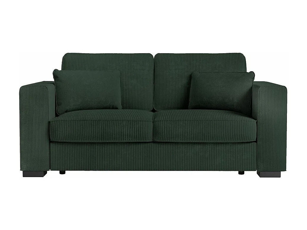 Canapé droit fixe 2 places Belami en velours côtelé - Vert foncé - L181 x P93 x H86cm - Loungitude
