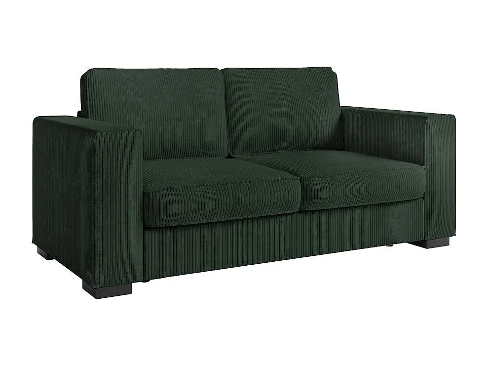 Canapé droit fixe 2 places Belami en velours côtelé - Vert foncé - L181 x P93 x H86cm - Loungitude