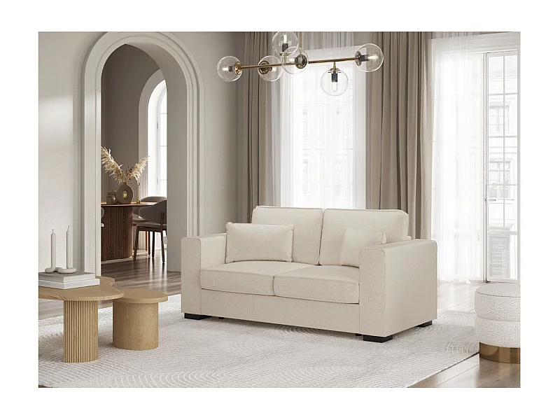 Canapé droit fixe 2 places Belami en tissu - Beige - L181 x P93 x H86cm - Loungitude