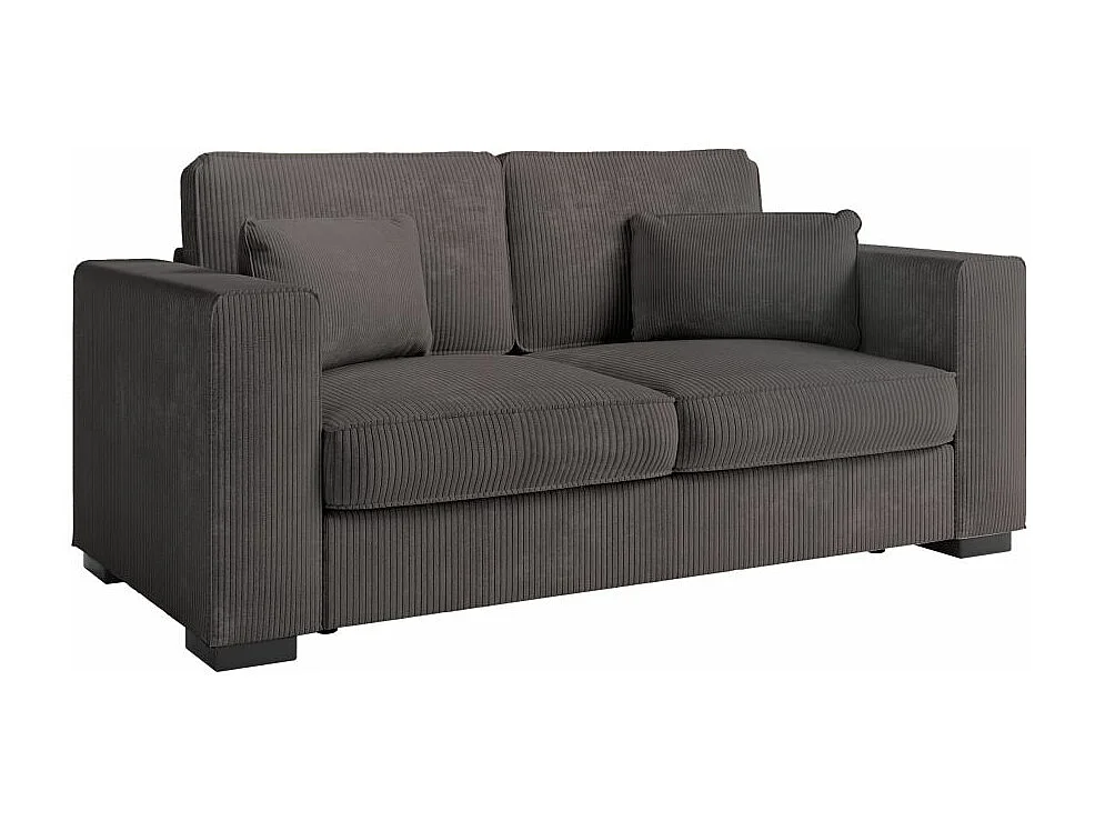 Canapé droit fixe 2 places Belami en velours côtelé - Gris anthracite - L181 x P93 x H86cm - Loungitude
