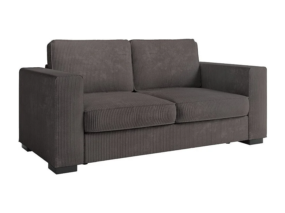 Canapé droit fixe 2 places Belami en velours côtelé - Gris anthracite - L181 x P93 x H86cm - Loungitude