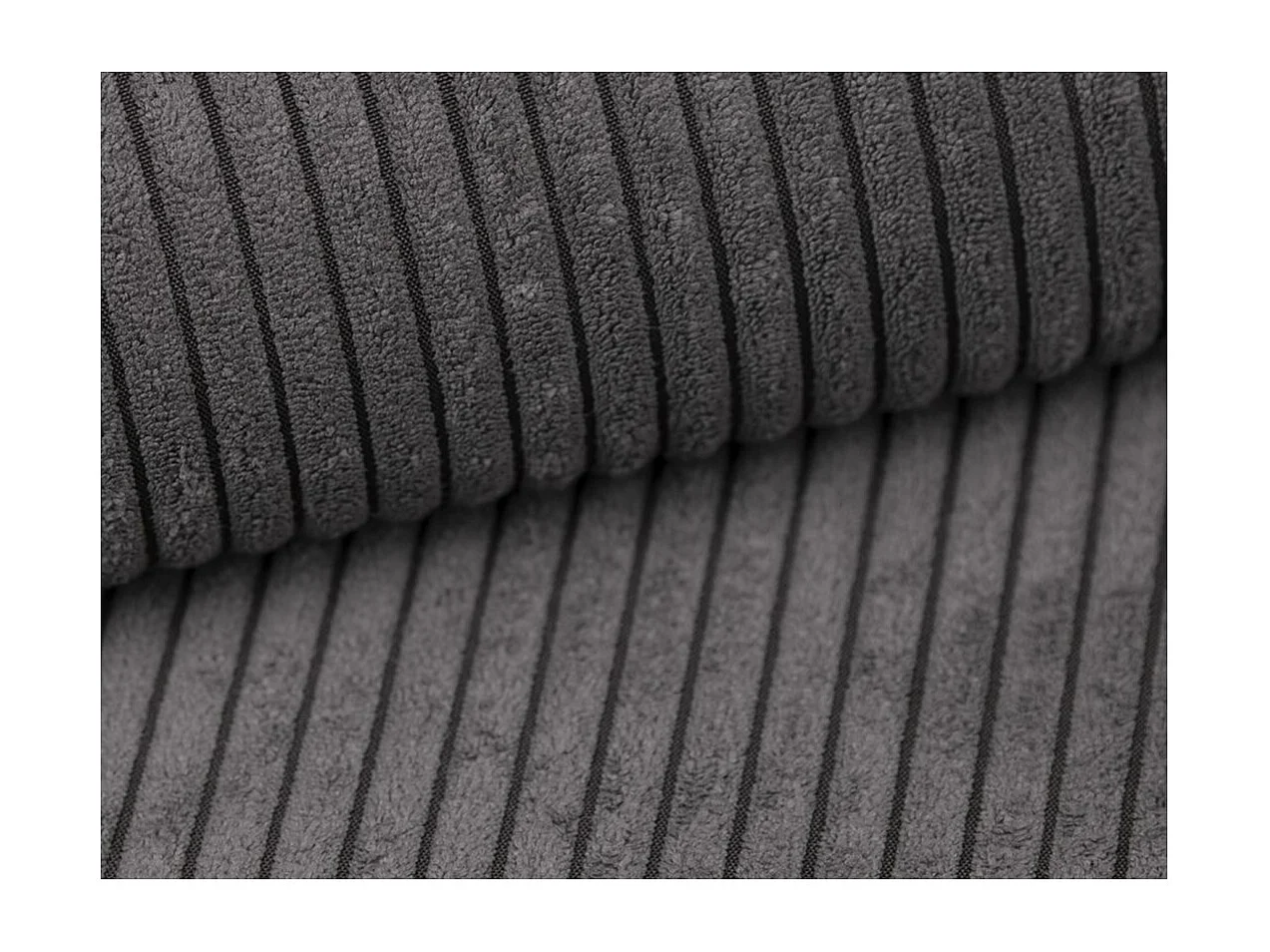 Canapé droit fixe 2 places Belami en velours côtelé - Gris anthracite - L181 x P93 x H86cm - Loungitude