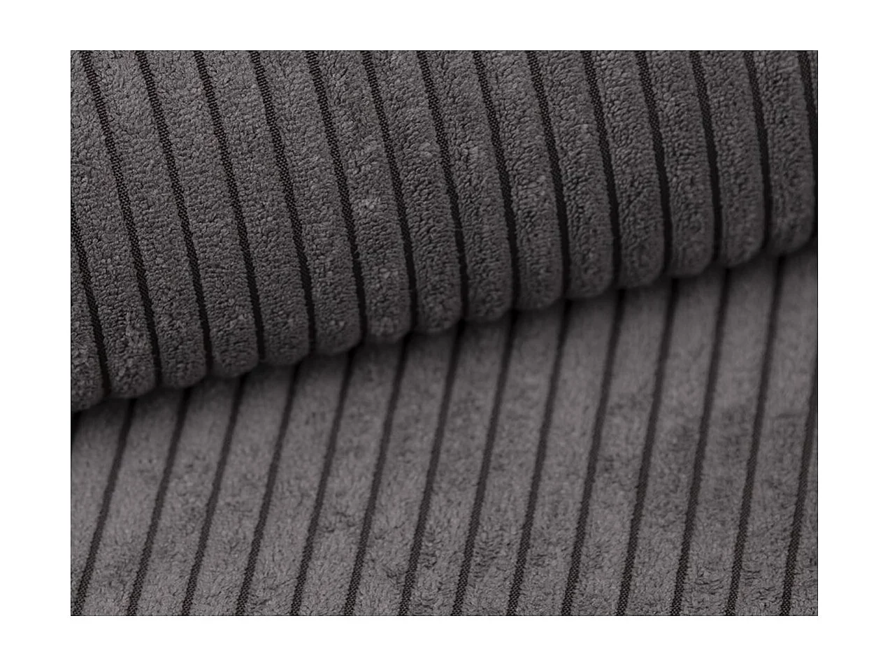 Canapé droit fixe 2 places Belami en velours côtelé - Gris anthracite - L181 x P93 x H86cm - Loungitude