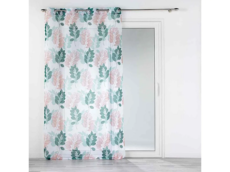 Rideau Voilage à Œillets "Belline" 140x280cm Blanc & Émeraude