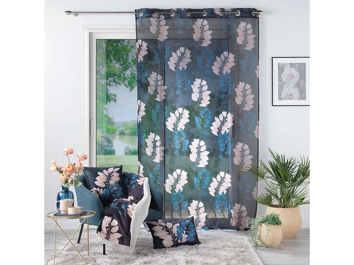 Rideau Voilage à Œillets "Belline" 140x280cm Bleu