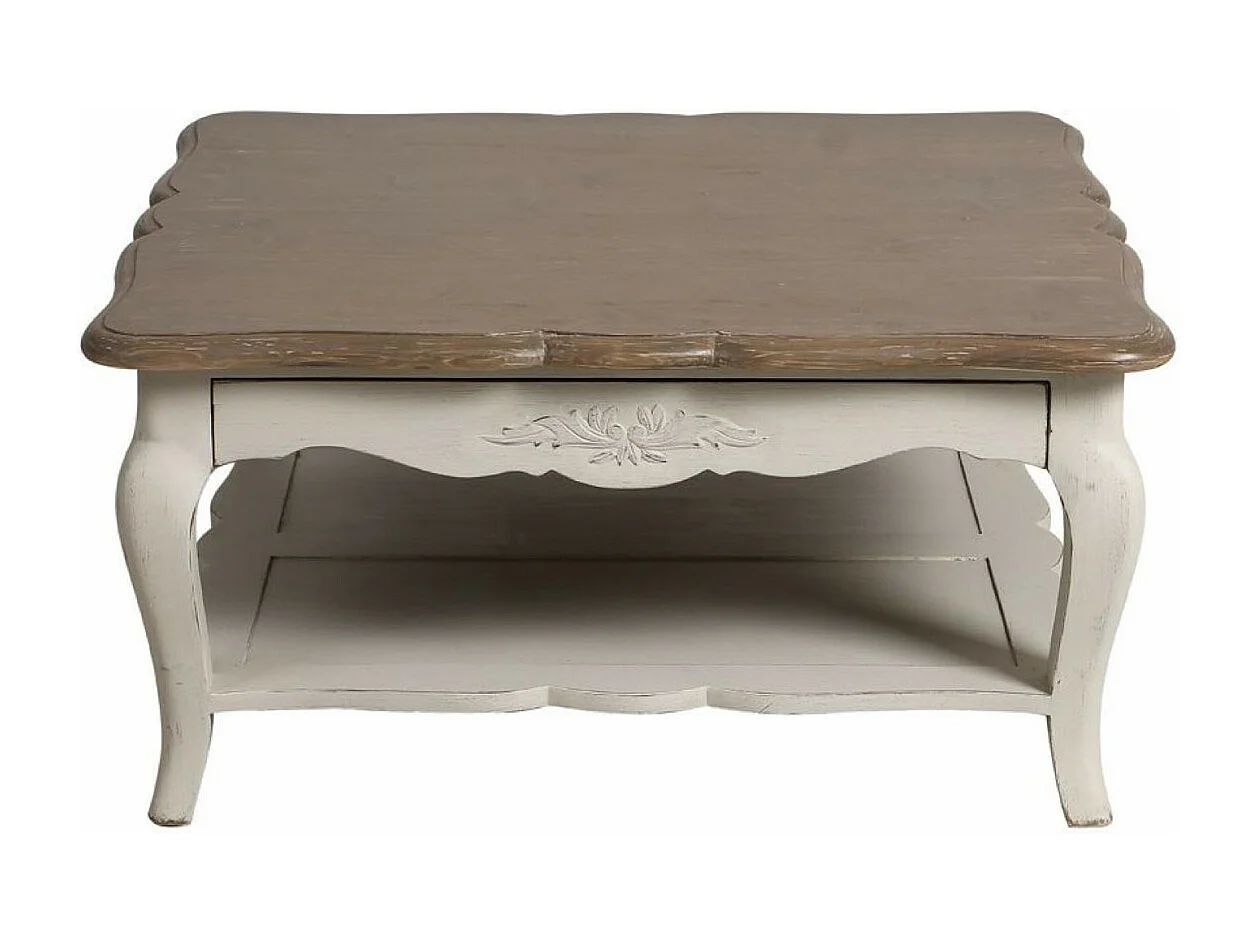 Table basse carrée avec rangement Bois Blanc - Château Interior's