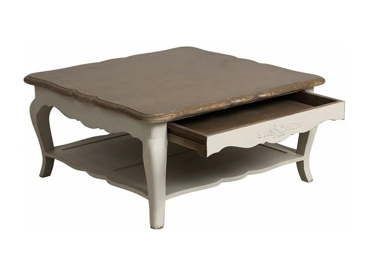 Table basse carrée avec rangement Bois Blanc - Château Interior's