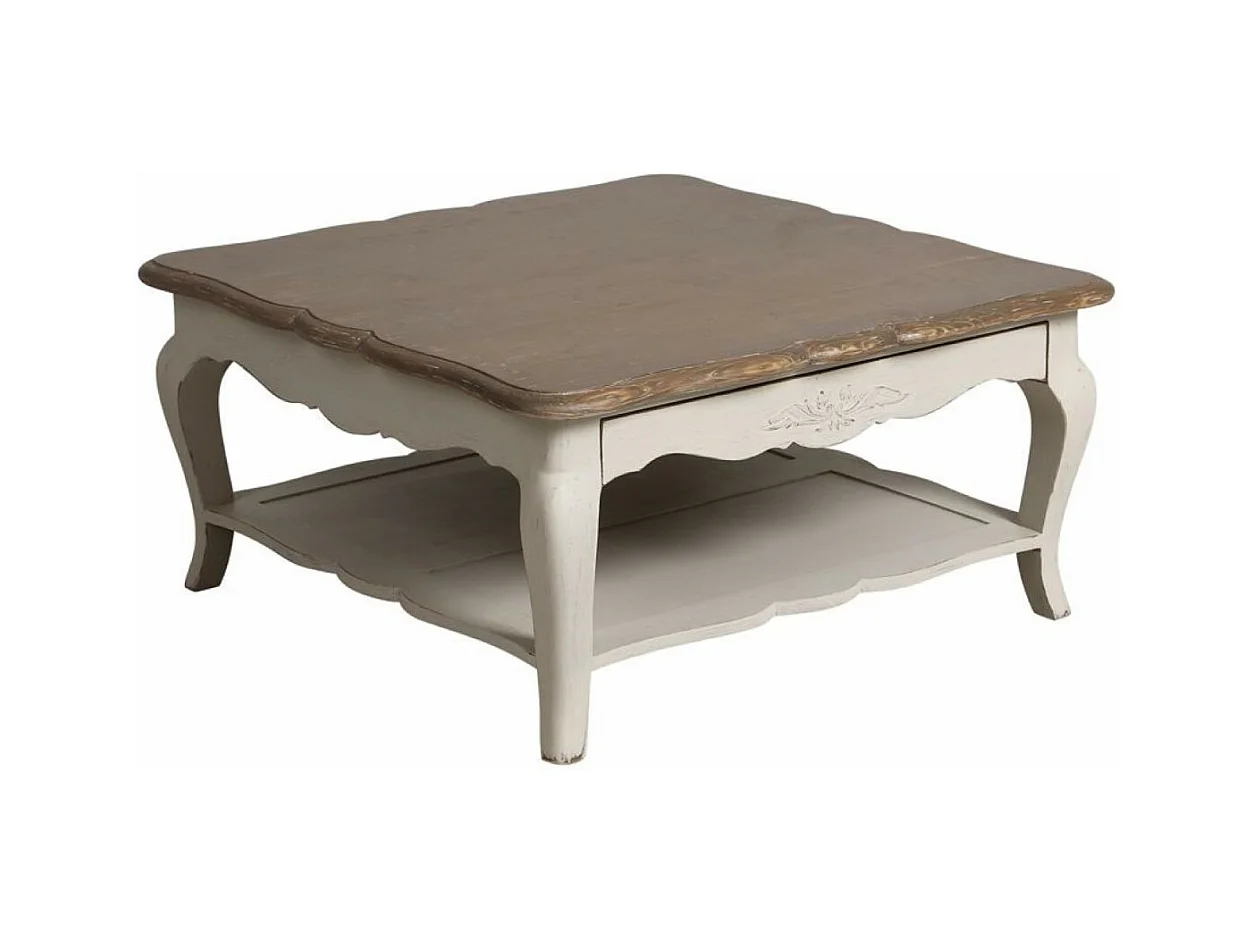 Table basse carrée avec rangement Bois Blanc - Château Interior's