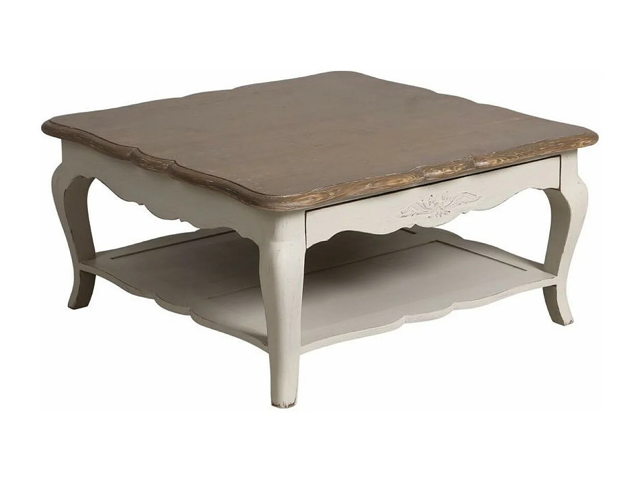 Table basse carrée avec rangement Bois Blanc - Château Interior's