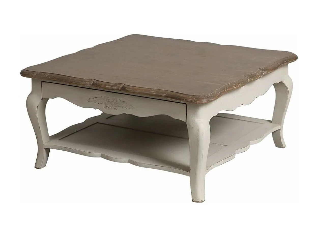 Table basse carrée avec rangement Bois Blanc - Château Interior's