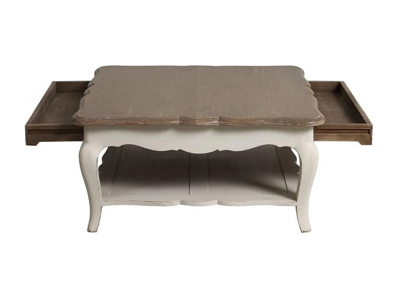 Table basse carrée avec rangement Bois Blanc - Château Interior's