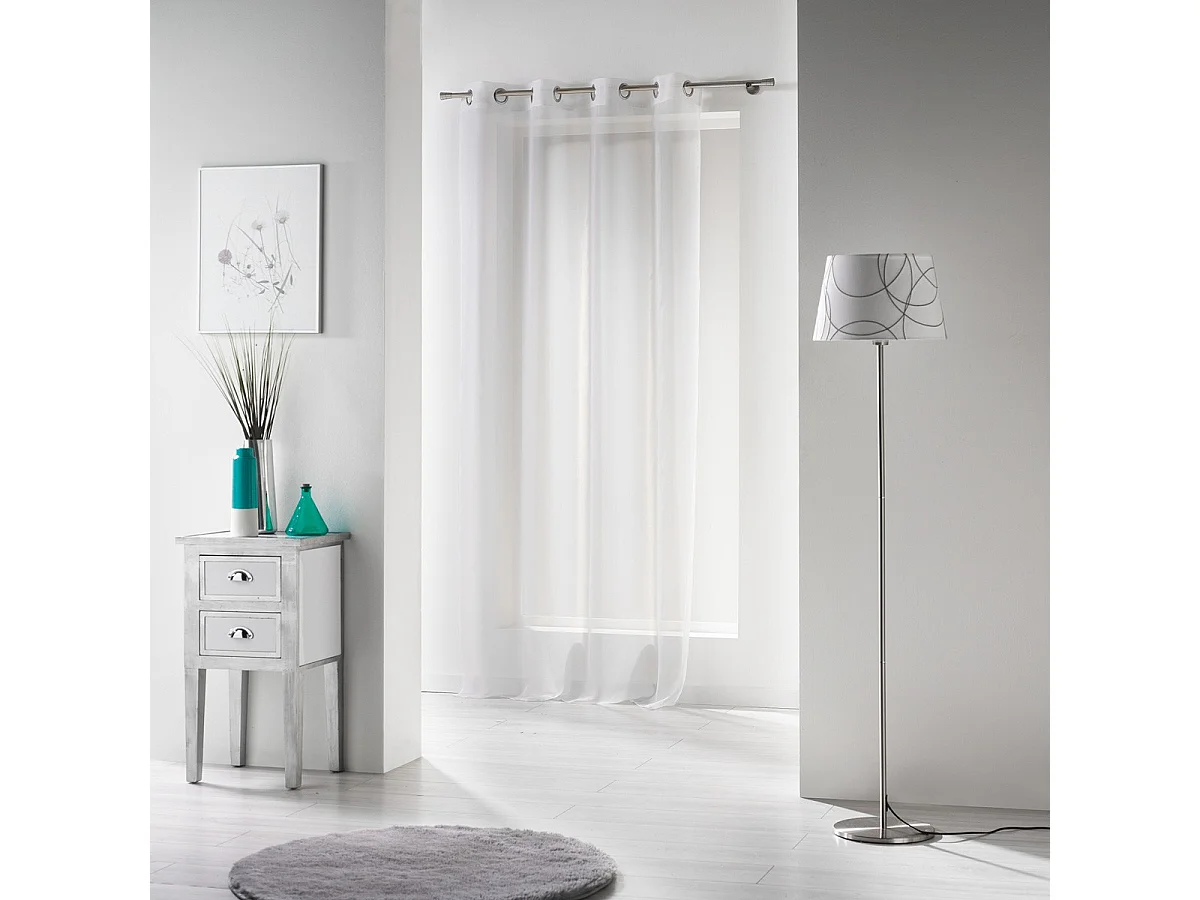 Rideau Voilage à Oeillets "Voiline" 140x280cm Blanc