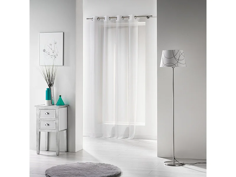 Rideau Voilage à Oeillets "Voiline" 140x280cm Blanc