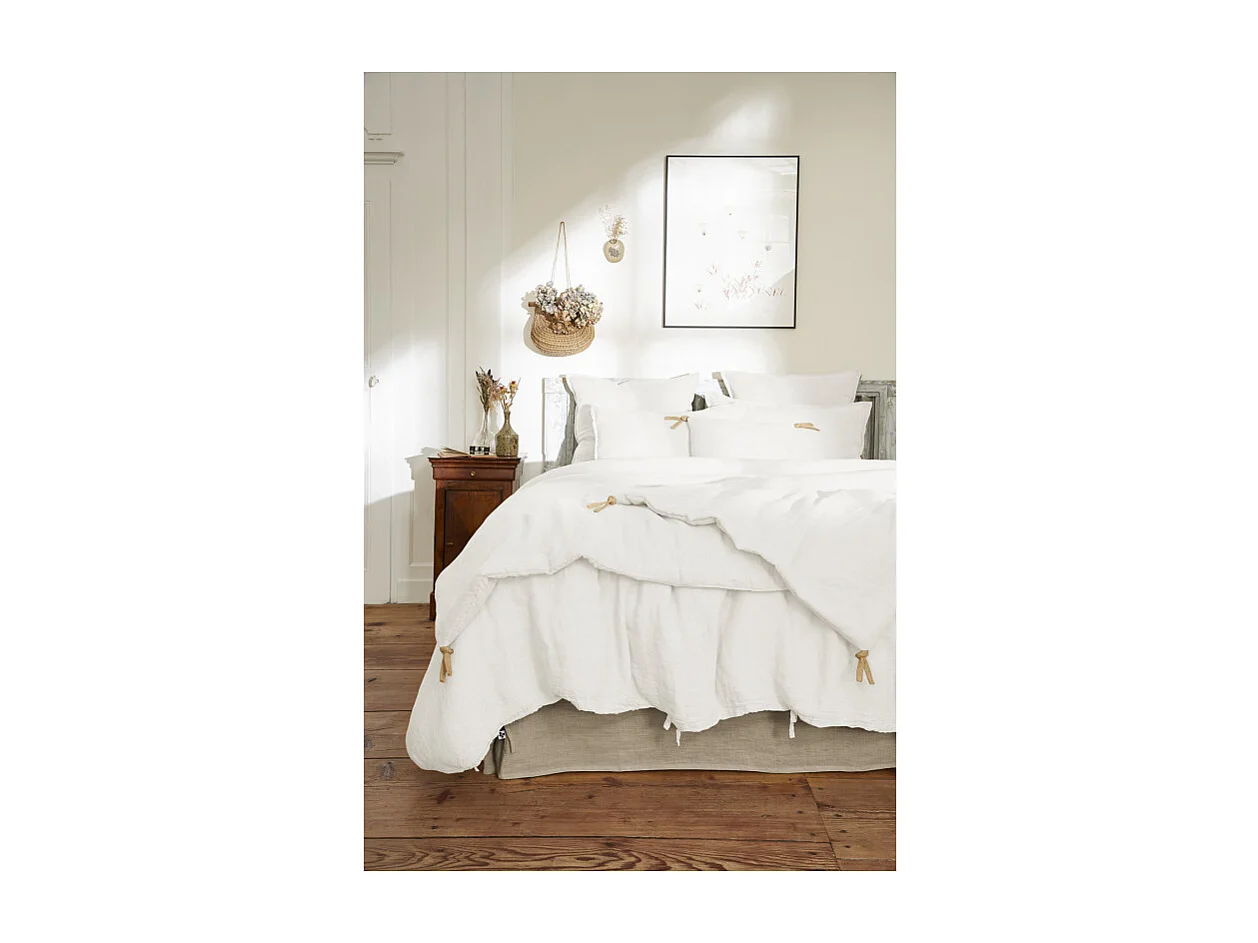 Lot de 2 taies d'oreillers 50 x 70 cm en lin lavé blanc - LUISA