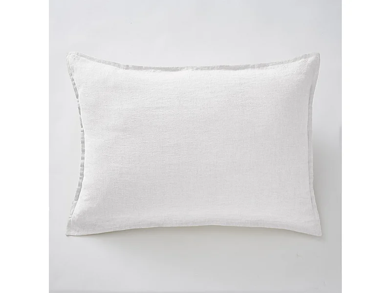 Lot de 2 taies d'oreillers 50 x 70 cm en lin lavé blanc - LUISA