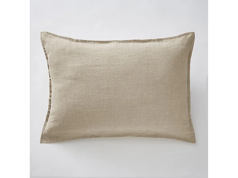 Lot de 2 taies d'oreillers 50 x 70 cm en lin lavé sable - LUISA