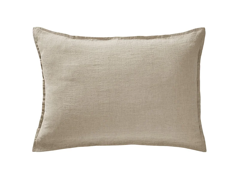 Lot de 2 taies d'oreillers 50 x 70 cm en lin lavé sable - LUISA