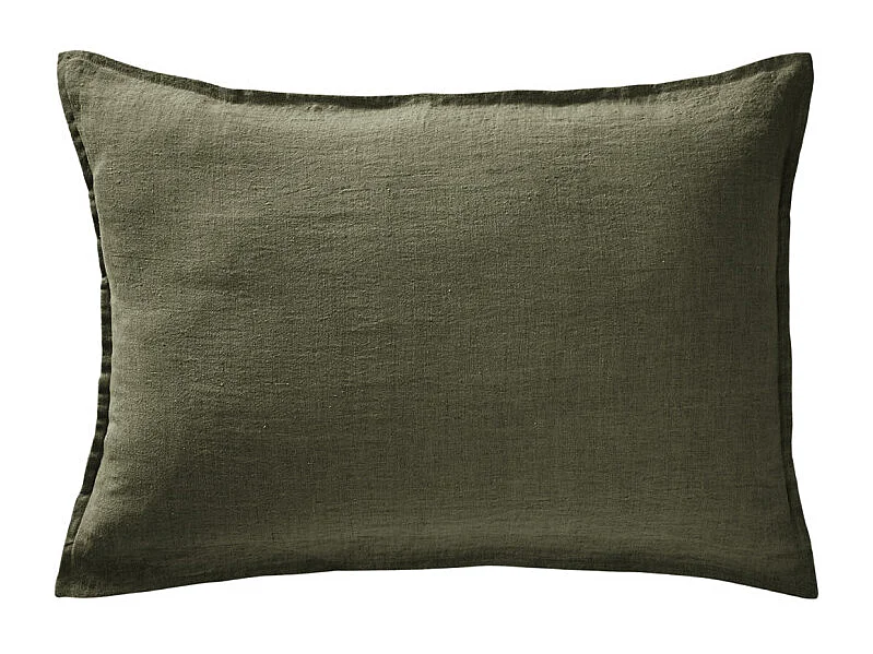 Lot de 2 taies d'oreillers 50 x 70 cm en lin lavé vert - LUISA