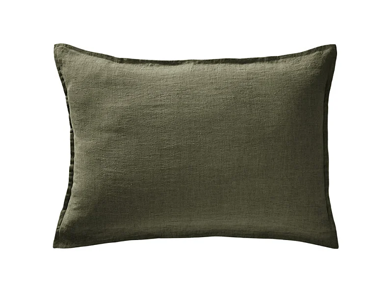 Lot de 2 taies d'oreillers 50 x 70 cm en lin lavé vert - LUISA
