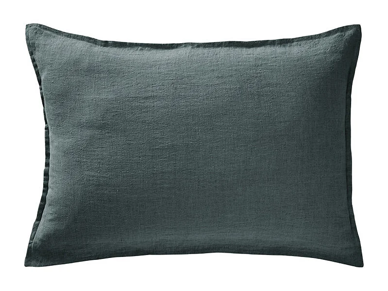 Lot de 2 taies d'oreillers 50 x 70 cm en lin lavé bleu - LUISA