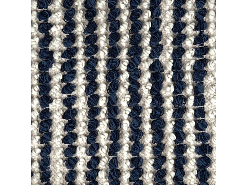 Tapis 60 x 80 cm texturé bleu marine et blanc avec franges – SOHO