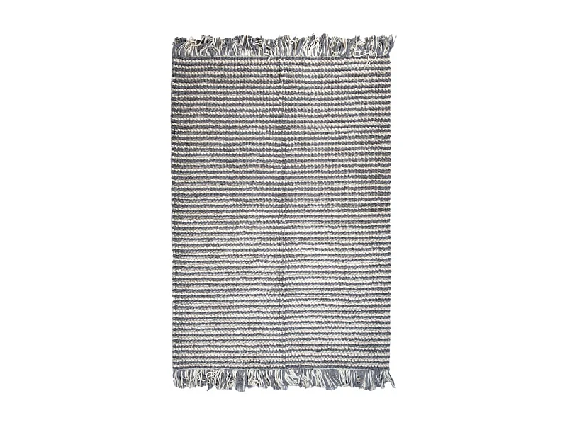 Tapis 140 x 200 cm texturé gris clair et blanc avec franges – SOHO