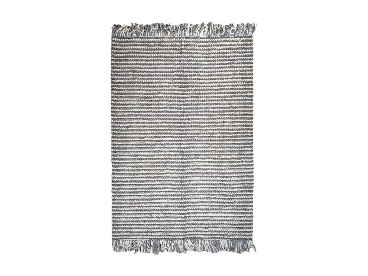 Tapis 140 x 200 cm texturé gris clair et blanc avec franges – SOHO