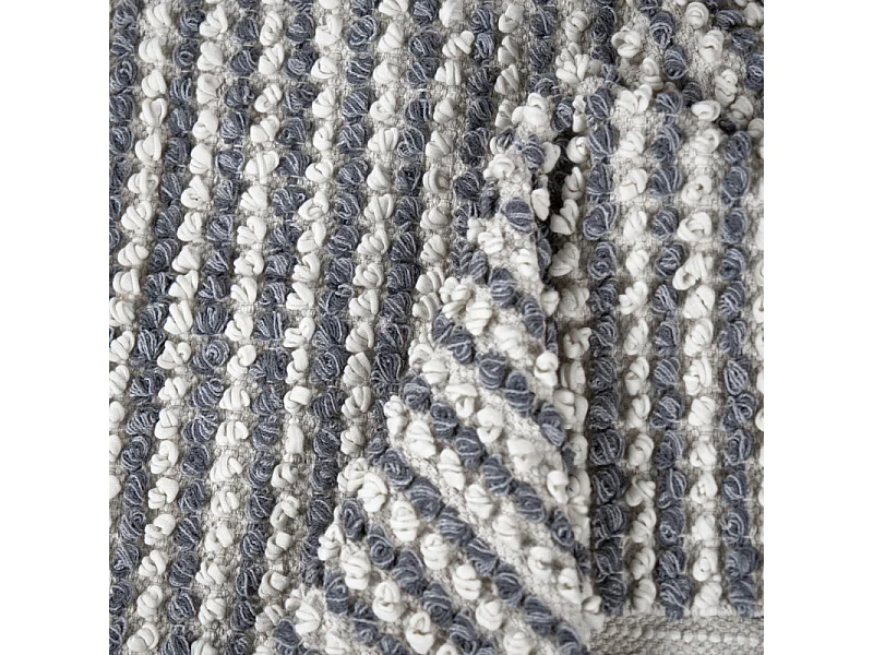 Tapis 140 x 200 cm texturé gris clair et blanc avec franges – SOHO