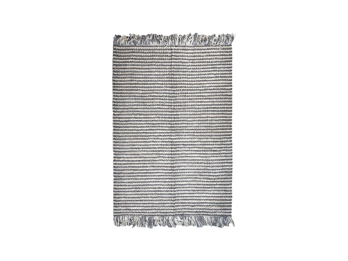 Tapis 140 x 200 cm texturé gris clair et blanc avec franges – SOHO