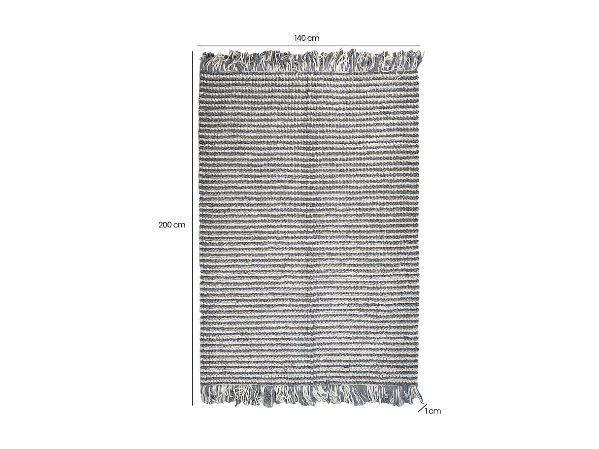 Tapis 140 x 200 cm texturé gris clair et blanc avec franges – SOHO