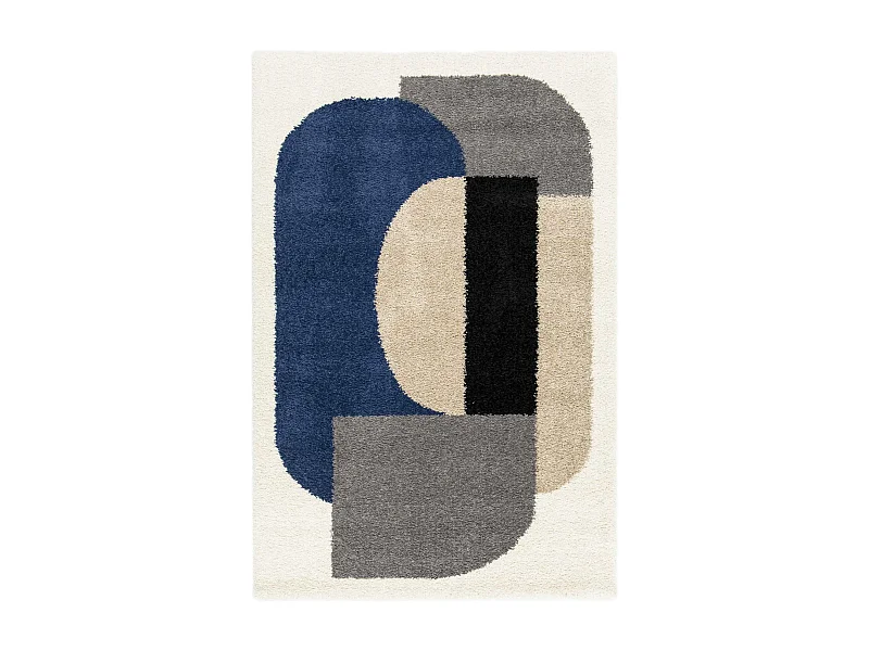 Alfombra interior shaggy de motivos geométricos multicolor