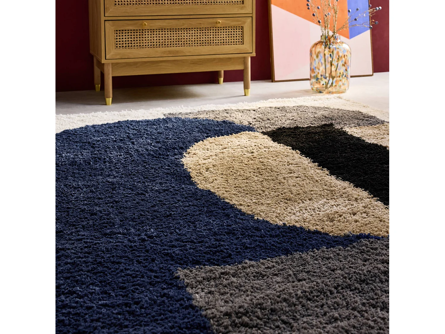 Tapis intérieur shaggy. motifs géométriques. multicolore. 160 x 230cm