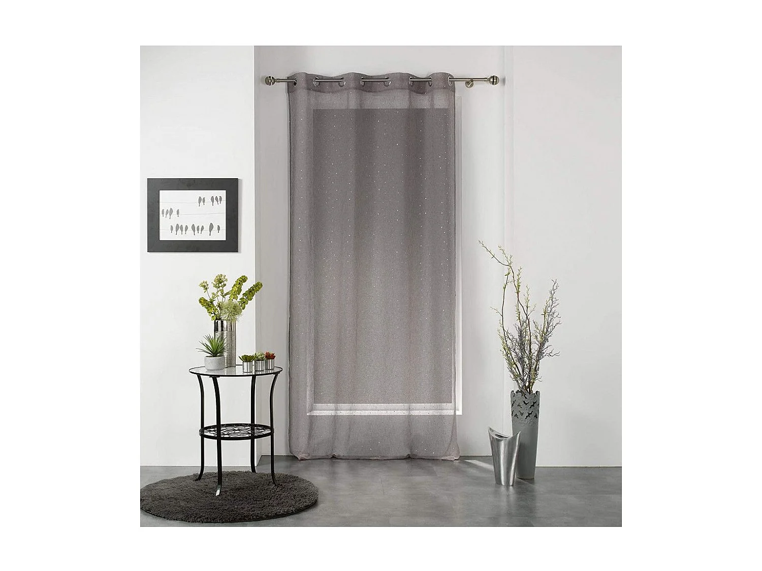 Rideau Voilage à Oeillets "Elea" 140x240cm Gris & Argent