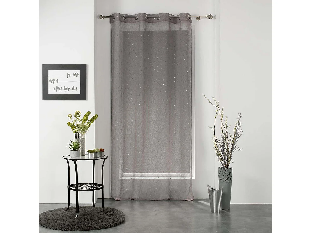 Rideau Voilage à Oeillets "Elea" 140x240cm Gris & Argent