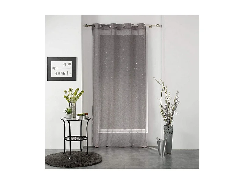 Rideau Voilage à Oeillets "Elea" 140x240cm Gris & Argent