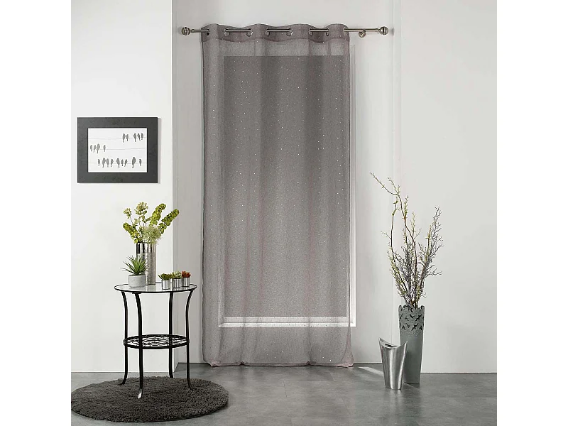 Rideau Voilage à Oeillets "Elea" 140x240cm Gris & Argent