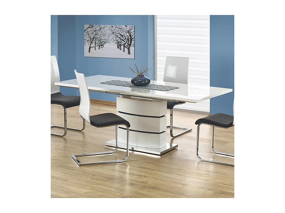 Table extensible blanc laqué 160-200x90cm Elena
