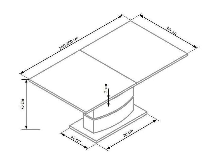 Table extensible blanc laqué 160-200x90cm Elena
