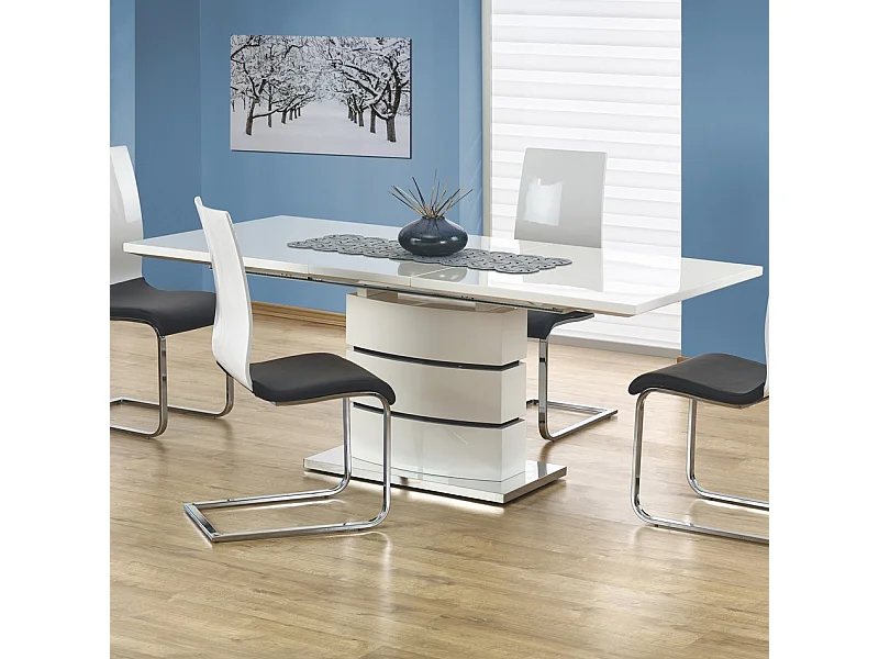 Table extensible blanc laqué 160-200x90cm Elena